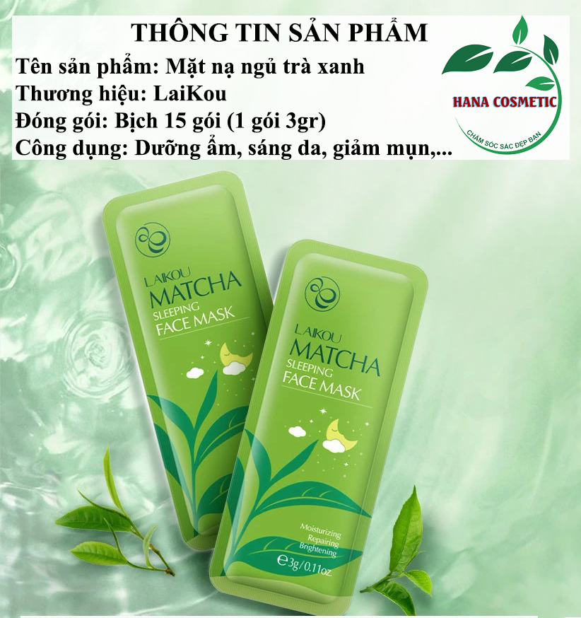 [MATCHA] 5 Gói Mặt Nạ Ngủ Trà Xanh Dưỡng Ẩm, Phục Hồi Da, Đem Lại Làn Da Đầy Sức Sống