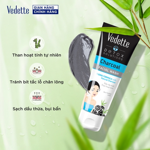 Sữa rửa mặt Vedette Than Hoạt Tính 100ml