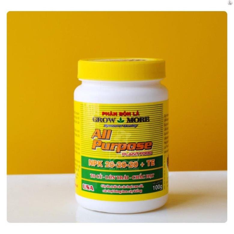 Phân bón lá npk 20-20-20 + te - 100g | all purpose plant food - growmore