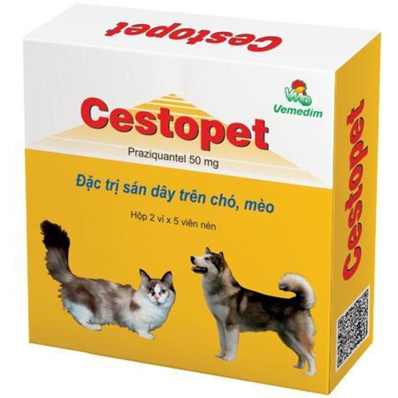 Thuốc phòng và điều trị sán dây cho chó mèo Cestopet (Hộp 50 viên), Vemedim