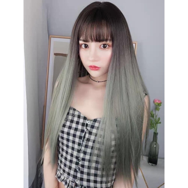 Tóc giả nguyên đầu thẳng ❤️FREESHIP ❤️ thẳng omber khói