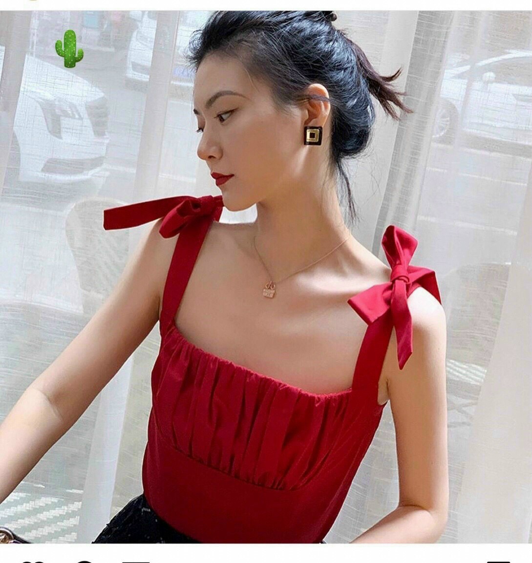 Áo nhúng nơ kiểu dễ thương chất kate đẹp