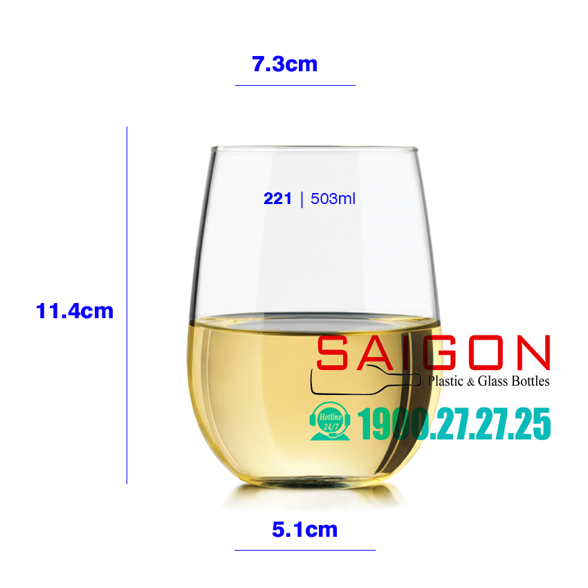 [HCM]Ly Thủy Tinh Libbey Stemless White Wi.ne 503ml | Nhập Khẩu E.U