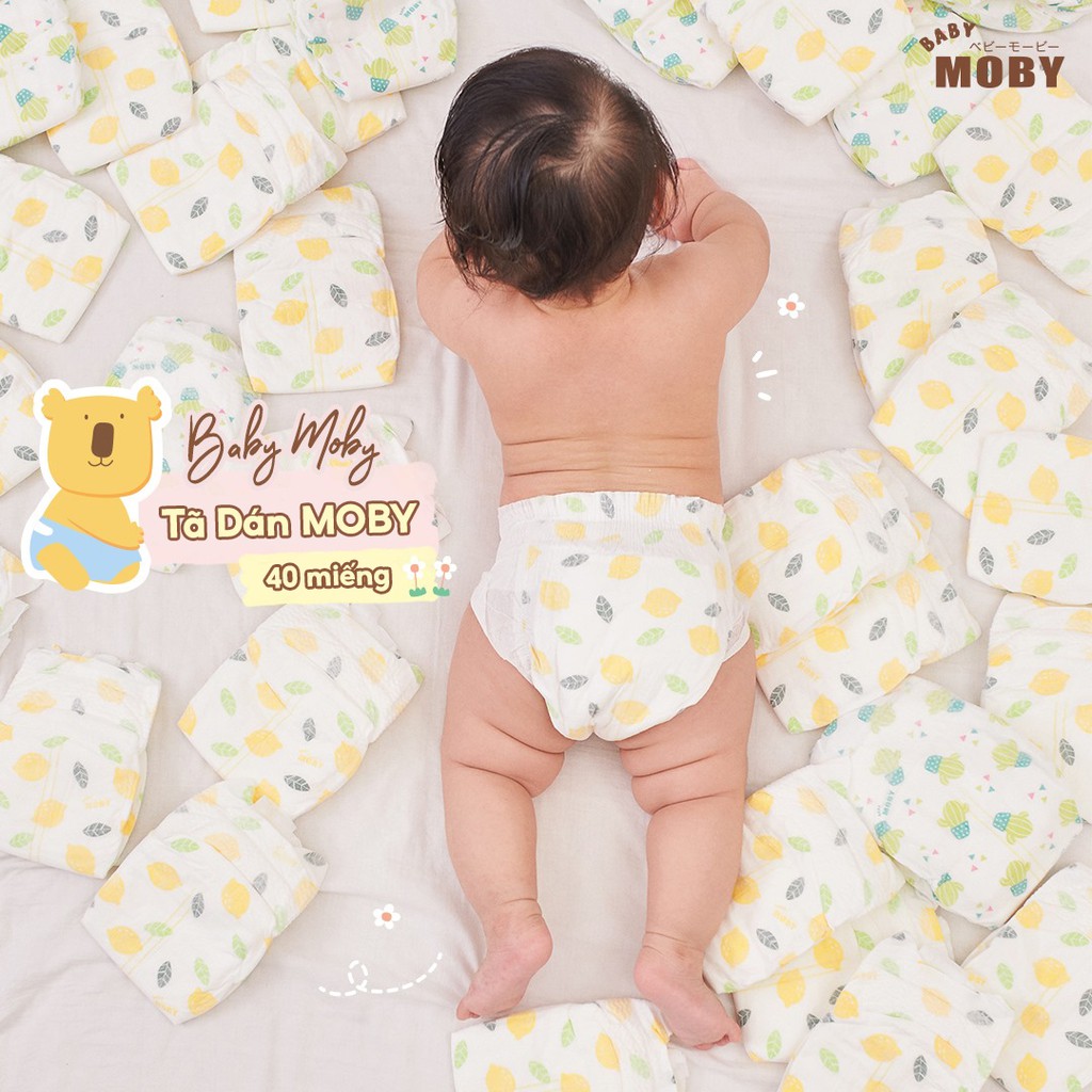 Tã Dán Baby Moby Chống Tràn Thấm Hút Siêu Tốc NB42/S40