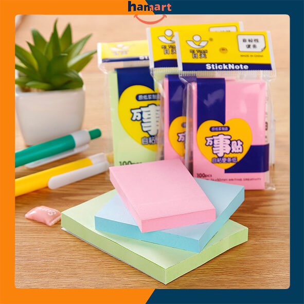Tập 100 Tờ Giấy Nhớ Stick Giấy Note Titan Đa Sắc