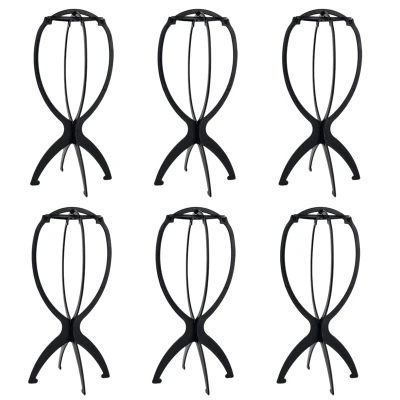 1 Set 6Pcs Wig Stand Holder Portable Durable Plastic Folding Wig Holder Hairpieces Display Tool Stable Wig Stand Dryer