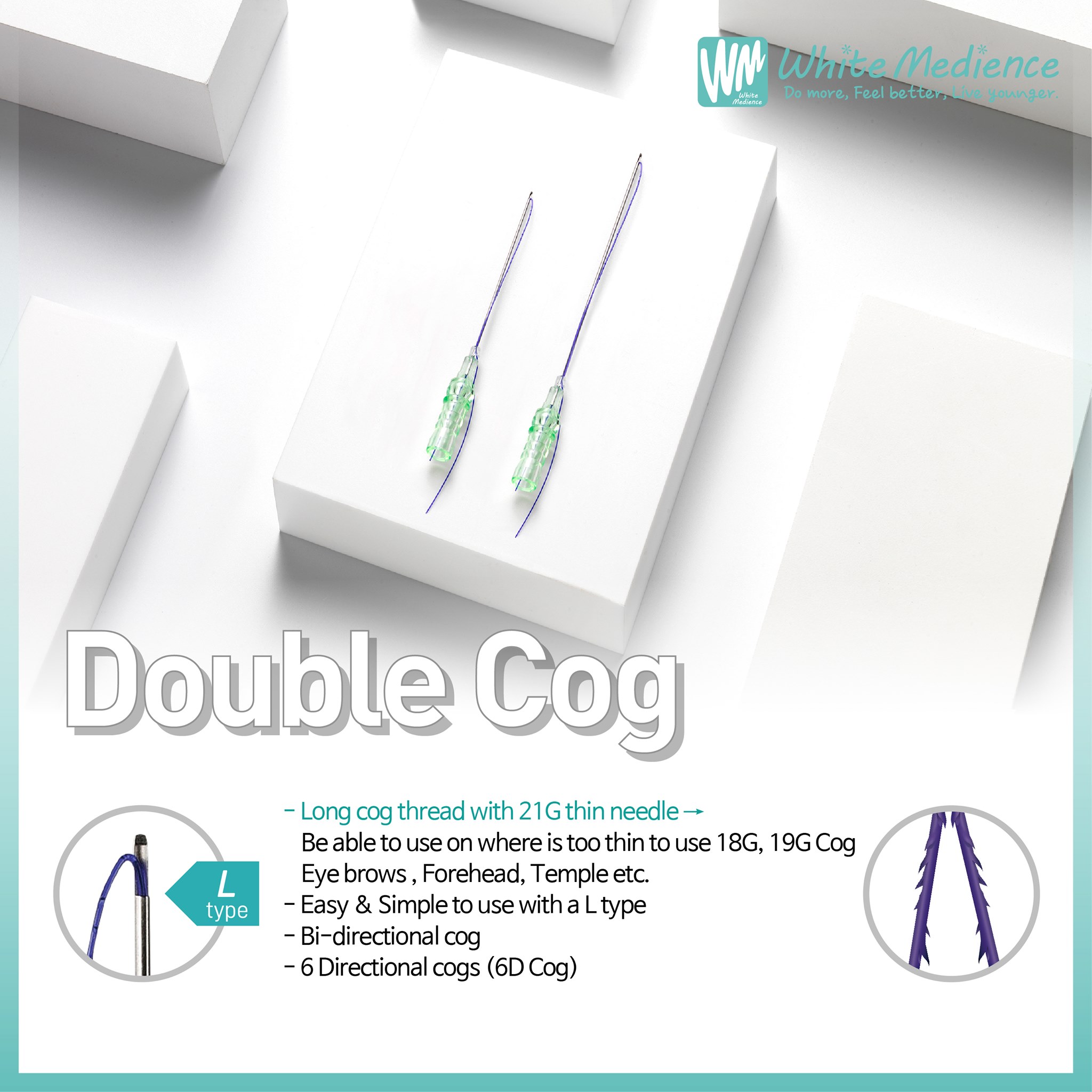 Chỉ nâng cơ mặt Double Cog White Medience gói 12 sợi