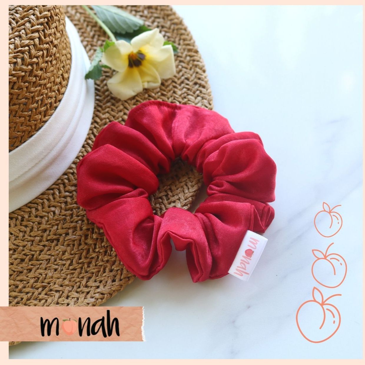 [HCM]Dây buộc tóc cột tóc scrunchie phi lụa đỏ sang trọng