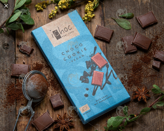 Socola hữu cơ Ichoc Choco Cookie (Nhân (vị) gạo + caocao thỏi nhỏ) 80g