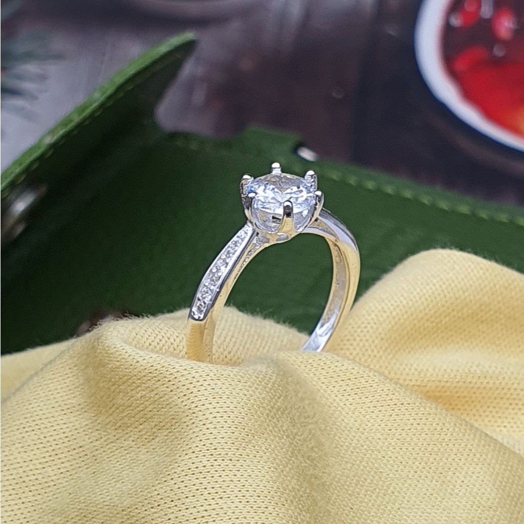 Nhẫn Nữ Bạc Kiểu Hàn Quốc Đính Đá Hột Đá Đơn Giản Đẹp Sang Trọng Trang Sức BẠC HIỂU MINH NU089