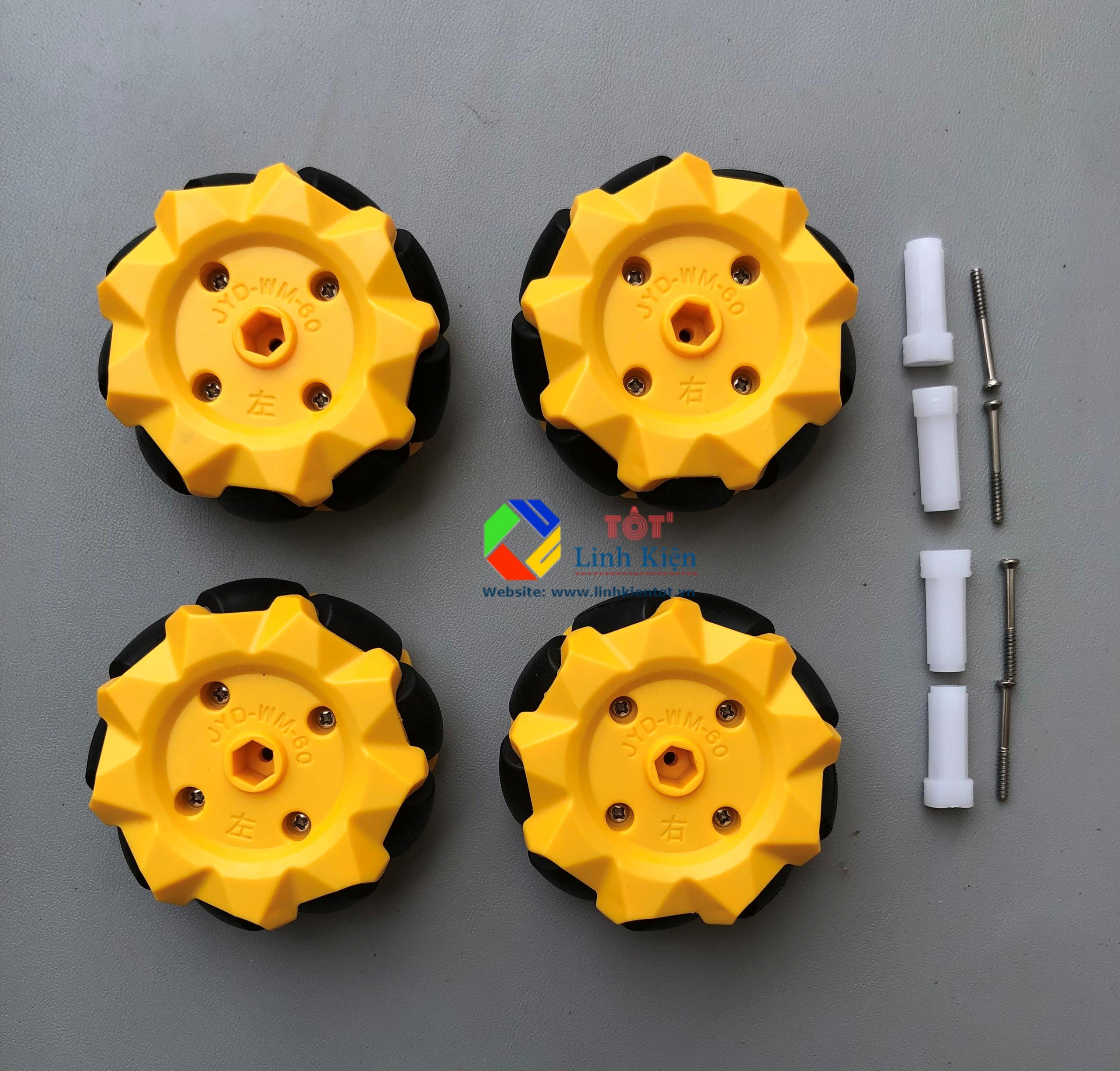 Bánh xe Mecanum đa hướng - bộ 4 bánh xe đa hướng mecanum 60mm 80mm, 96mm, 102mm