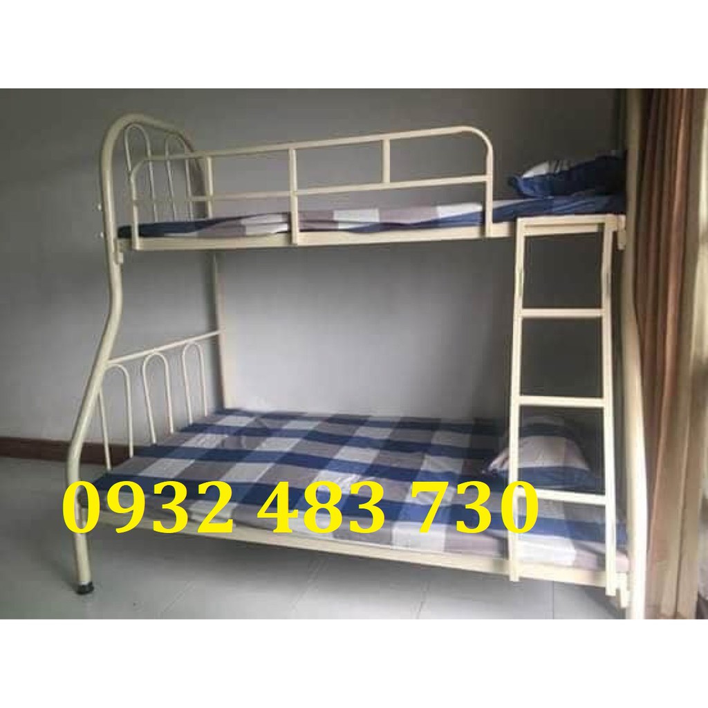 Giường tầng sắt khung tròn phi 49 rộng 80x1m2 màu kem _ ntlgt81201