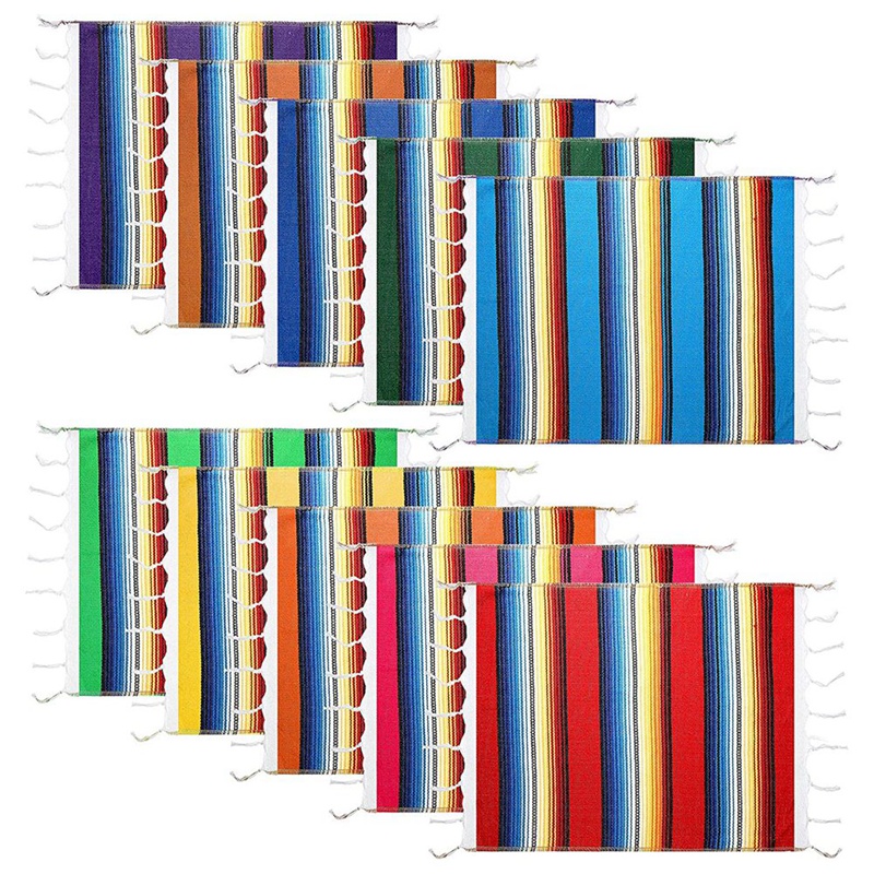 Washable Placemats Mexican Table Runner 33x48cm Mexican Blanket for Mexican Party or Wedding Decoration