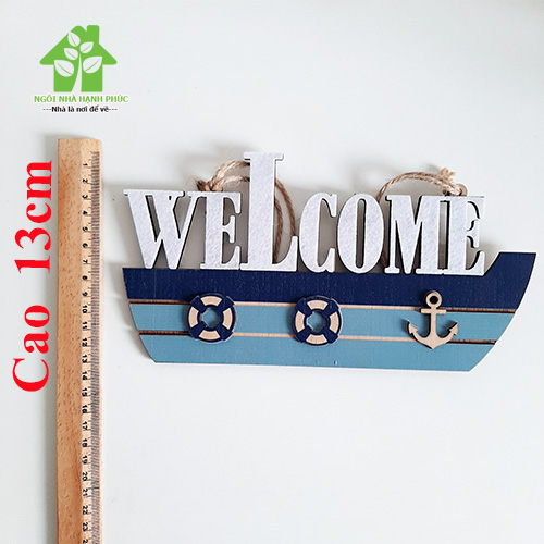 Bảng gỗ decor trang trí SHOP 🚀CON TÀU WELCOME🚀 (tặng kem móc treo tường)