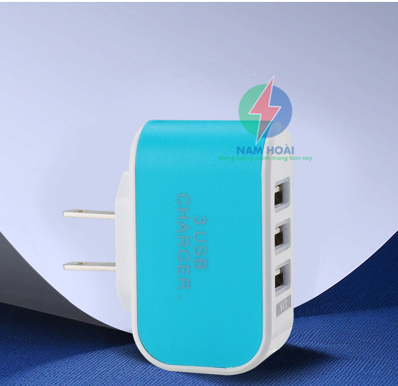 Củ Sạc 3 Cổng USB 3.1A Có Đèn LED