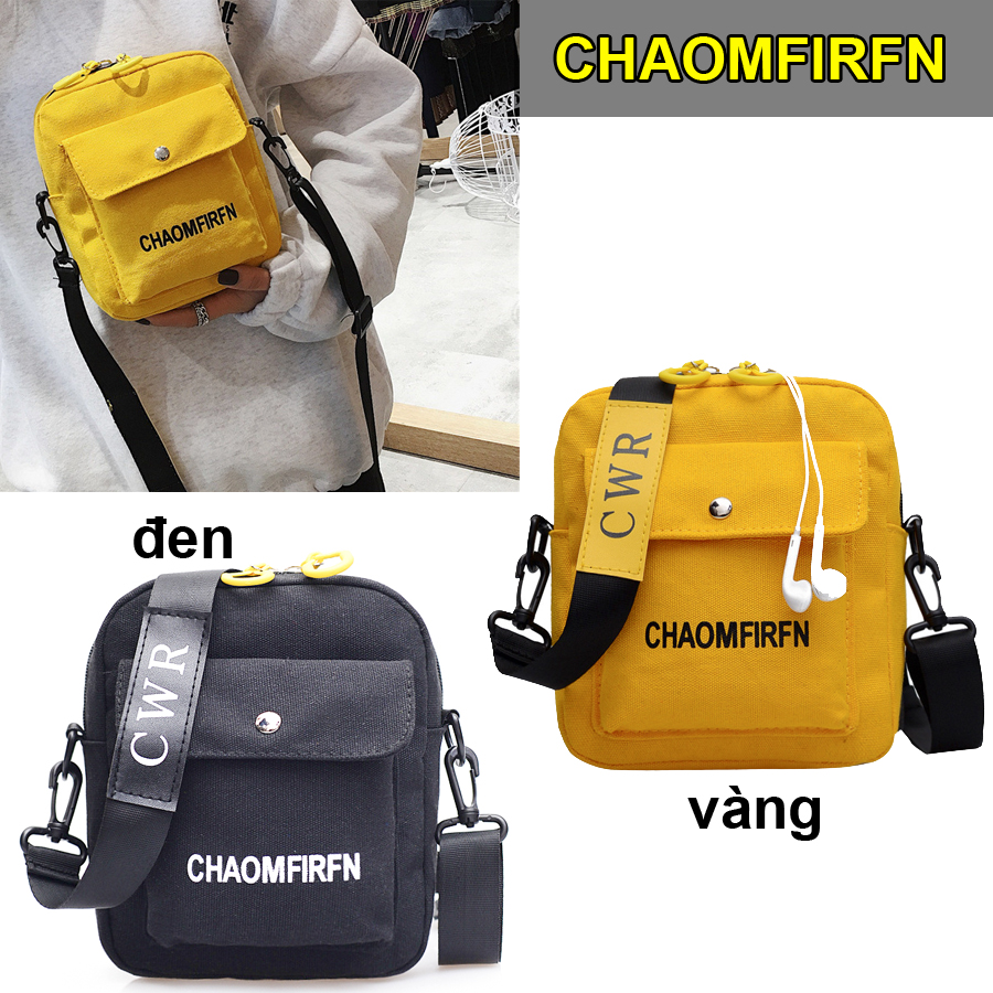 [HÌNH THẬT] Túi Vuông nam/nữ Thời Trang,Túi Có lỗ tai nghe điện thoại, 2 màu ĐEN VÀNG - CHAO