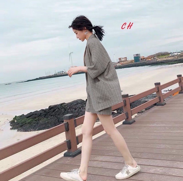 Sét áo vec kẻ +quần đùi ch12