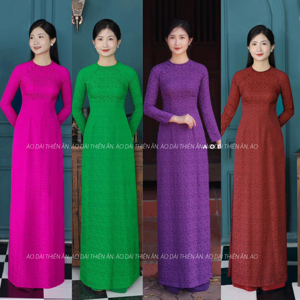 (xả lẻ size) Áo dài truyền thống gấm hoa trà cao cấp vải mềm đẹp đủ màu