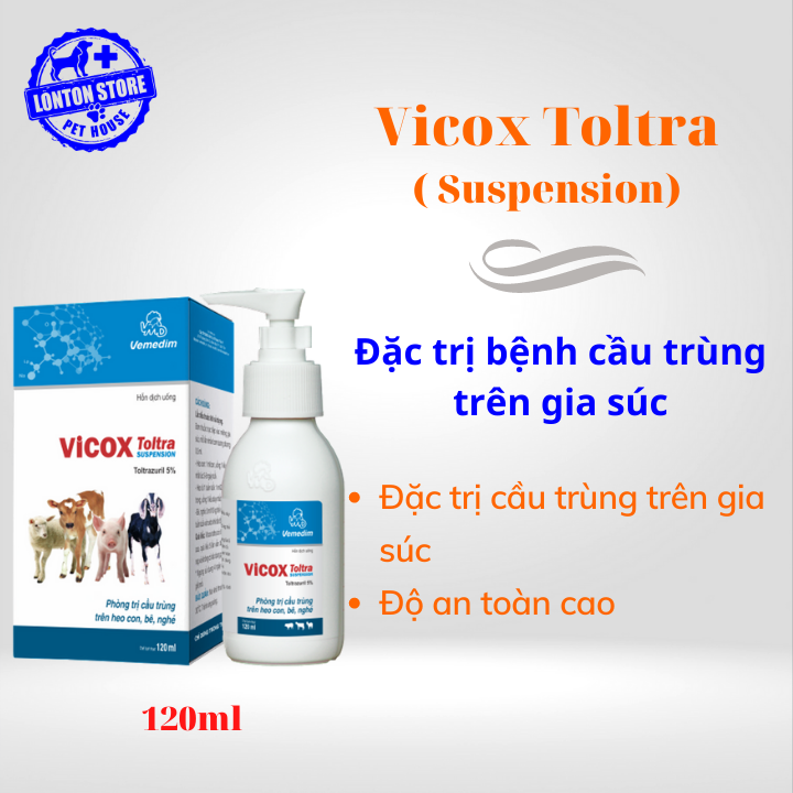 VEMEDIM Vicox Toltra suspension Phòng và tiêu diệt cầu trùng trên thỏ, heo con, bê, nghé. & Lonton store