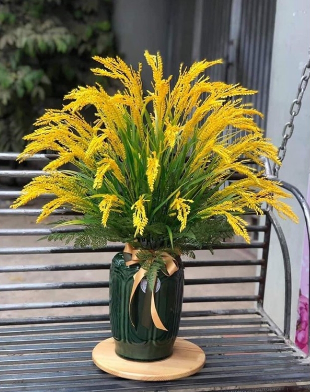 Cành lúa vàng trĩu bông size lớn-bông lúa giả decor - Thân lá vàng