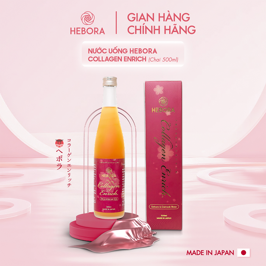 [Hebora Chính Hãng] Nước uống trẻ hóa Hebora Collagen Enrich (dạng chai), ( Quà Tặng )