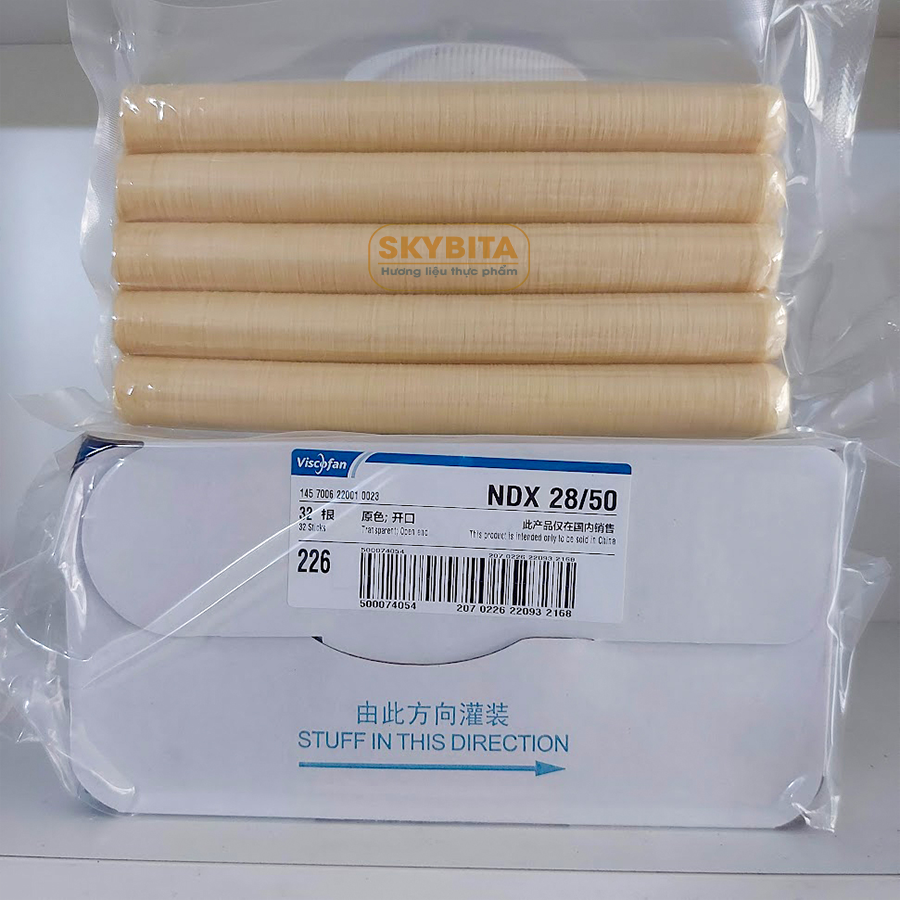 Combo 5 cuộn vỏ xúc xích collagen viscofan phi 21/23/24/25/26/28