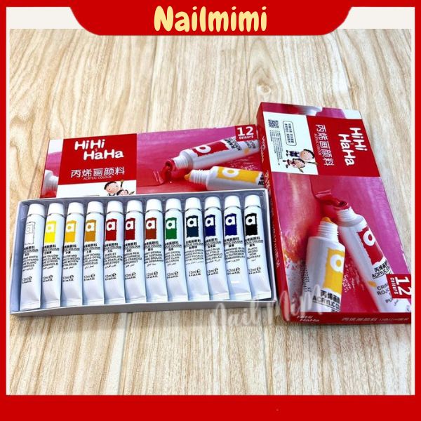 Set bột vẽ cọ bản nail 3d 12 màu