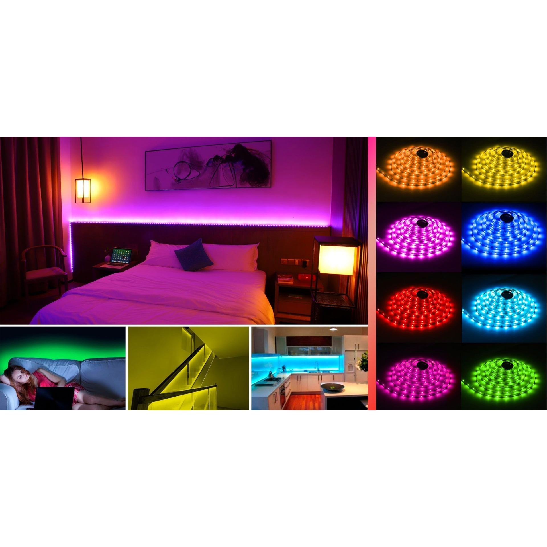 Đèn led dây 5050 RGB cuộn 5m phủ keo silicon + Remote