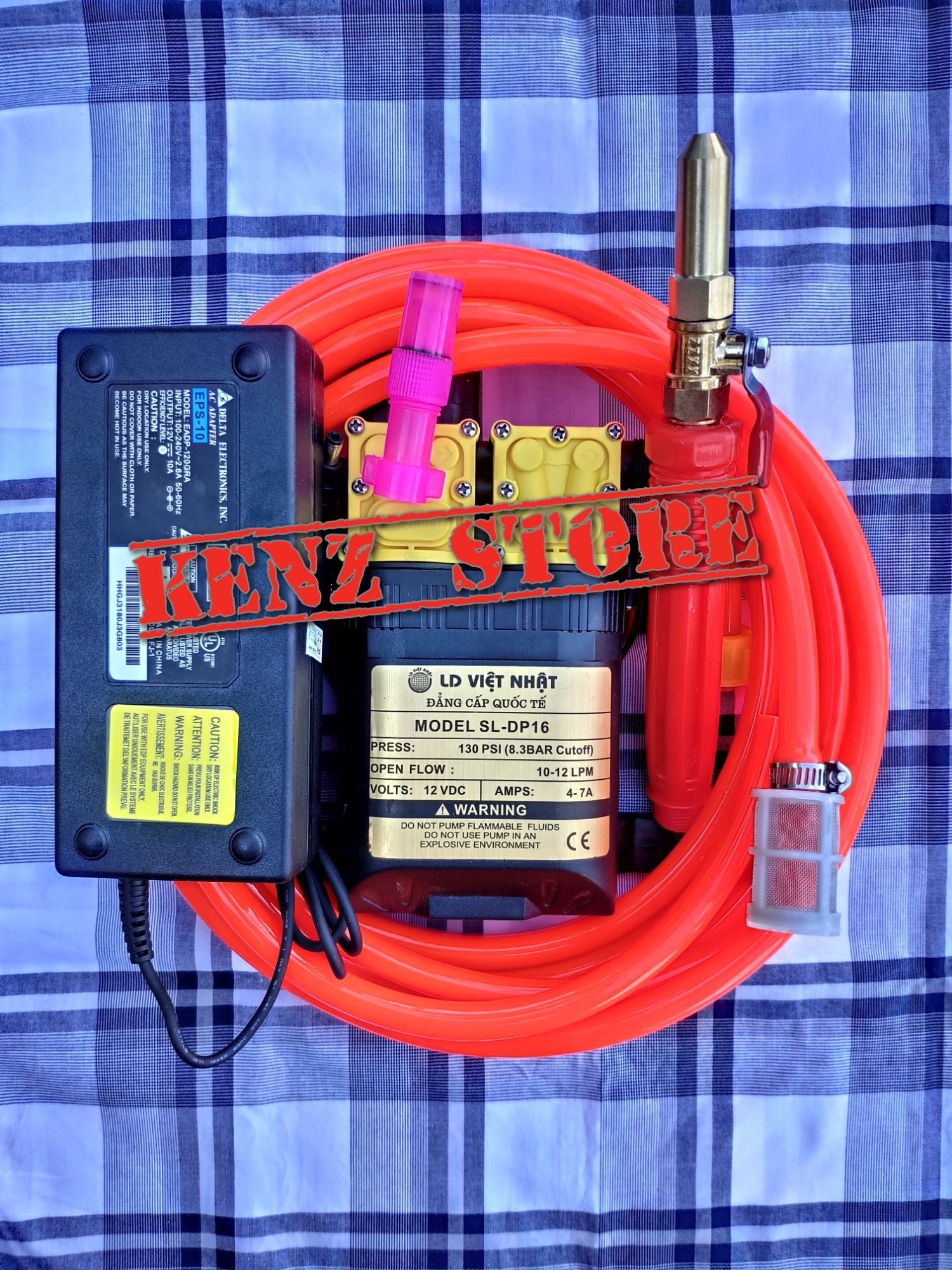 Máy rửa xe vệ sinh máy lạnh bơm đôi Sinleader 9M dây kèm nguồn DELTA 12V-10A cực mạnh