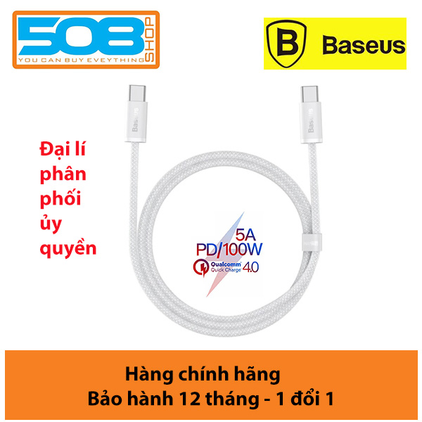 Cáp sạc nhanh Baseus Type C 100W, Baseus Dynamic Series Fast Charging Data Cable Type C to Type C 100W dây dù chống rối, đứt gãy