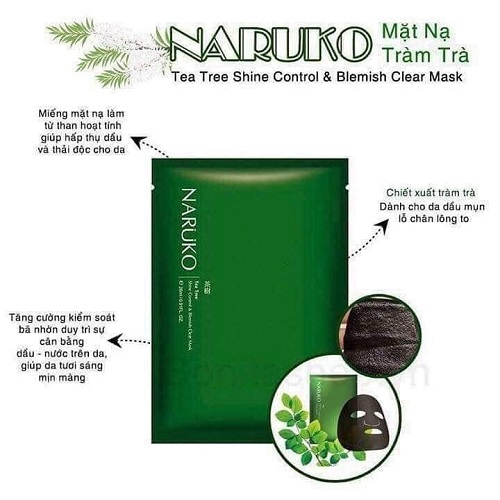 Mặt Nạ Tràm Trà Cho Da Mụn Naruko Tea Tree Shine Control & Blemish Clear Mask 26ml
