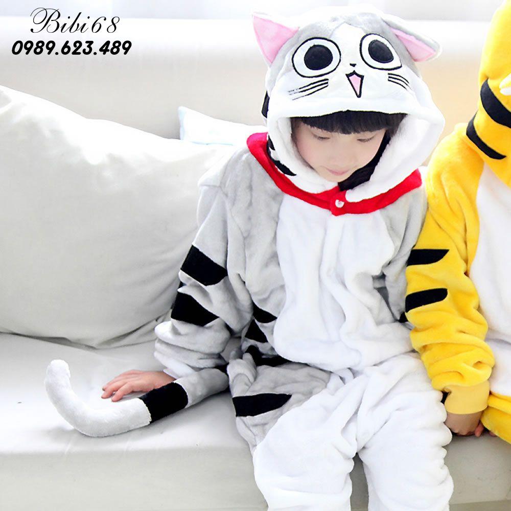 Bộ đồ ngủ hình thú mèo đốm liền thân lông mịn Pijama Động Vật Hoạt Hình cho trẻ em người lớn Cosplay nhimshop 1919