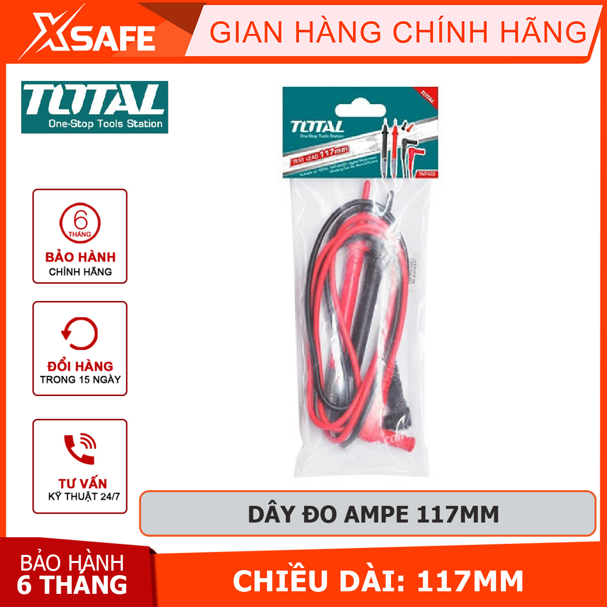 Wire gauge ampere total TMT422 wire length 117mm suitable use with model TMT46001 Đồng gauge electrical multimeter [xsafe] [XTools]