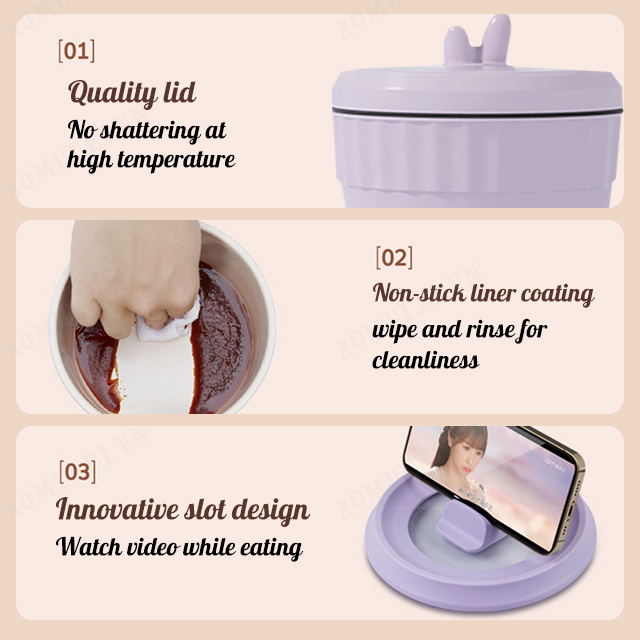 aomulei Mini Cooker Cooking Noodles Integrated Non-stick Pot
