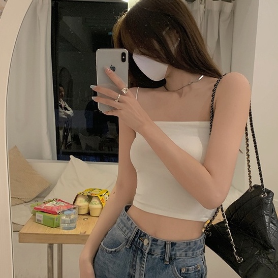 Áo Hai Dây Dệt Kim Dáng Ngắn Quyến Rũ