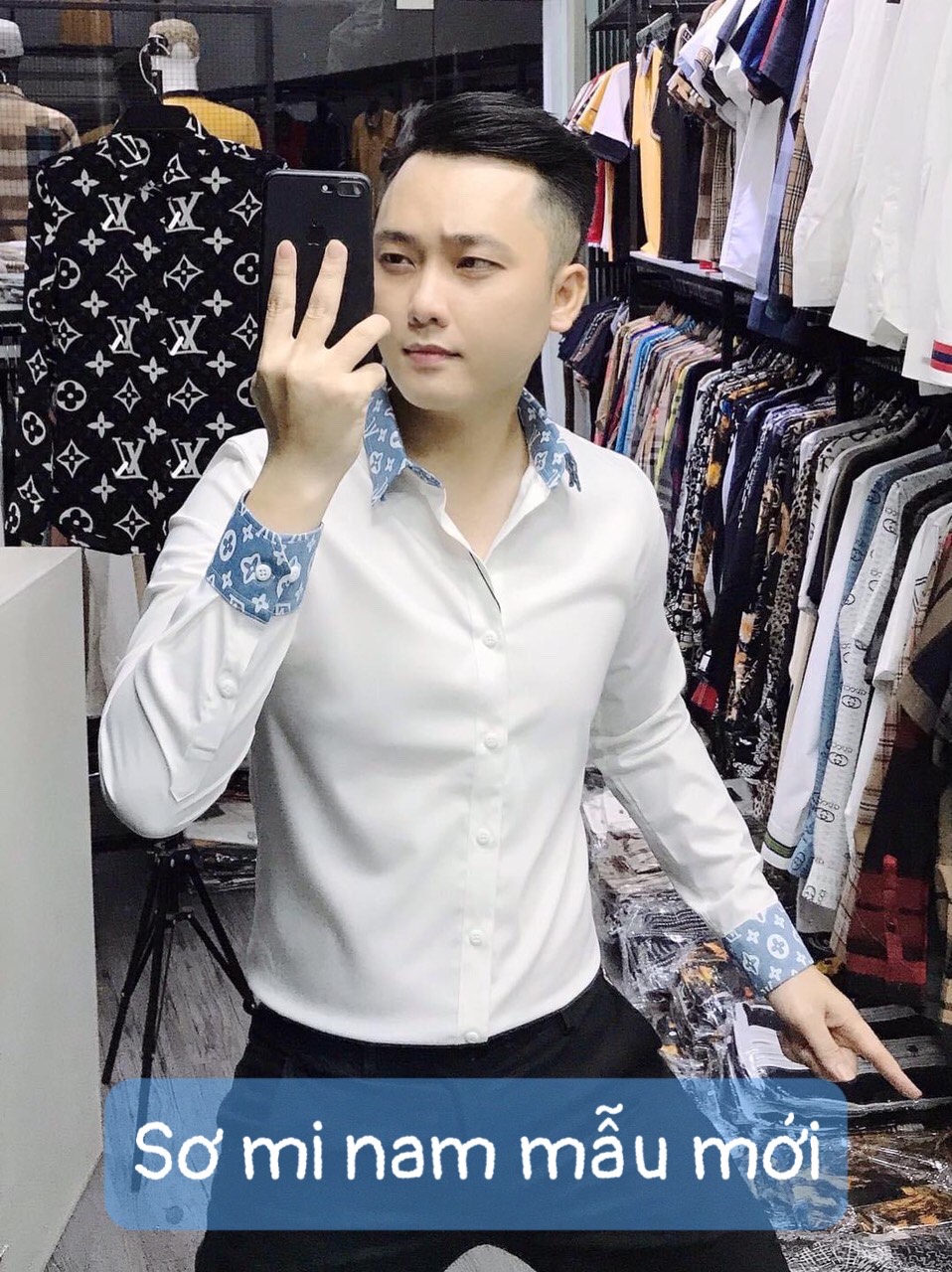 [HCM]Áo sơ mi nam phối màu họa tiết cao cấp body ôm dáng thời trang