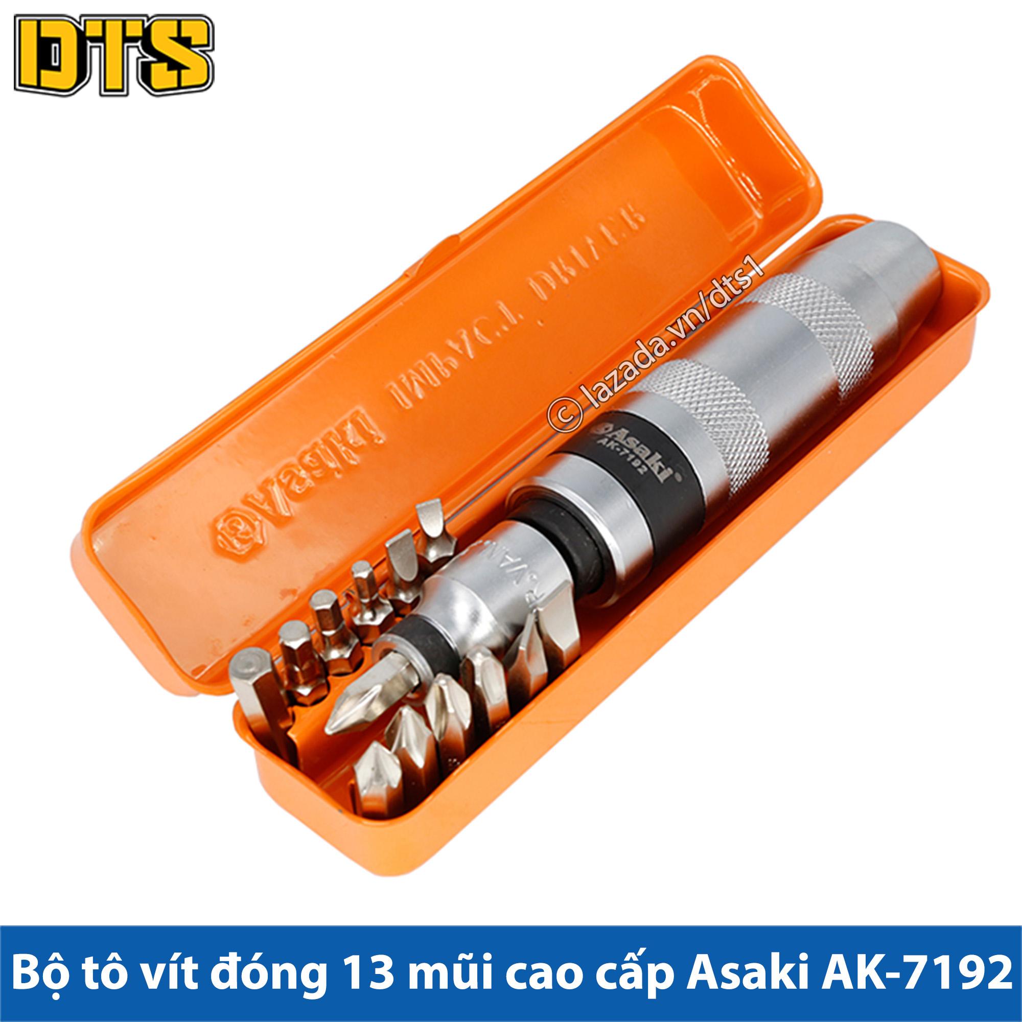 Bộ tô vít đóng 13 mũi cao cấp Asaki - Bộ tuốc nơ vít đóng Asaki AK-7192, Bộ tô vít đóng đảo chiều, bộ tô vít đóng tự động đảo chiều, bộ tua vít đóng Nhật, bộ tua vít đóng xoay, tua vit dong dao chieu