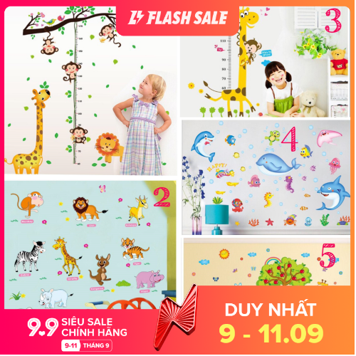 Combo 4 tấm decal trang trí tường tự chọn Chất liệu PVC có sẵn keo mặt sau Dễ sử dụng Độ bền cao