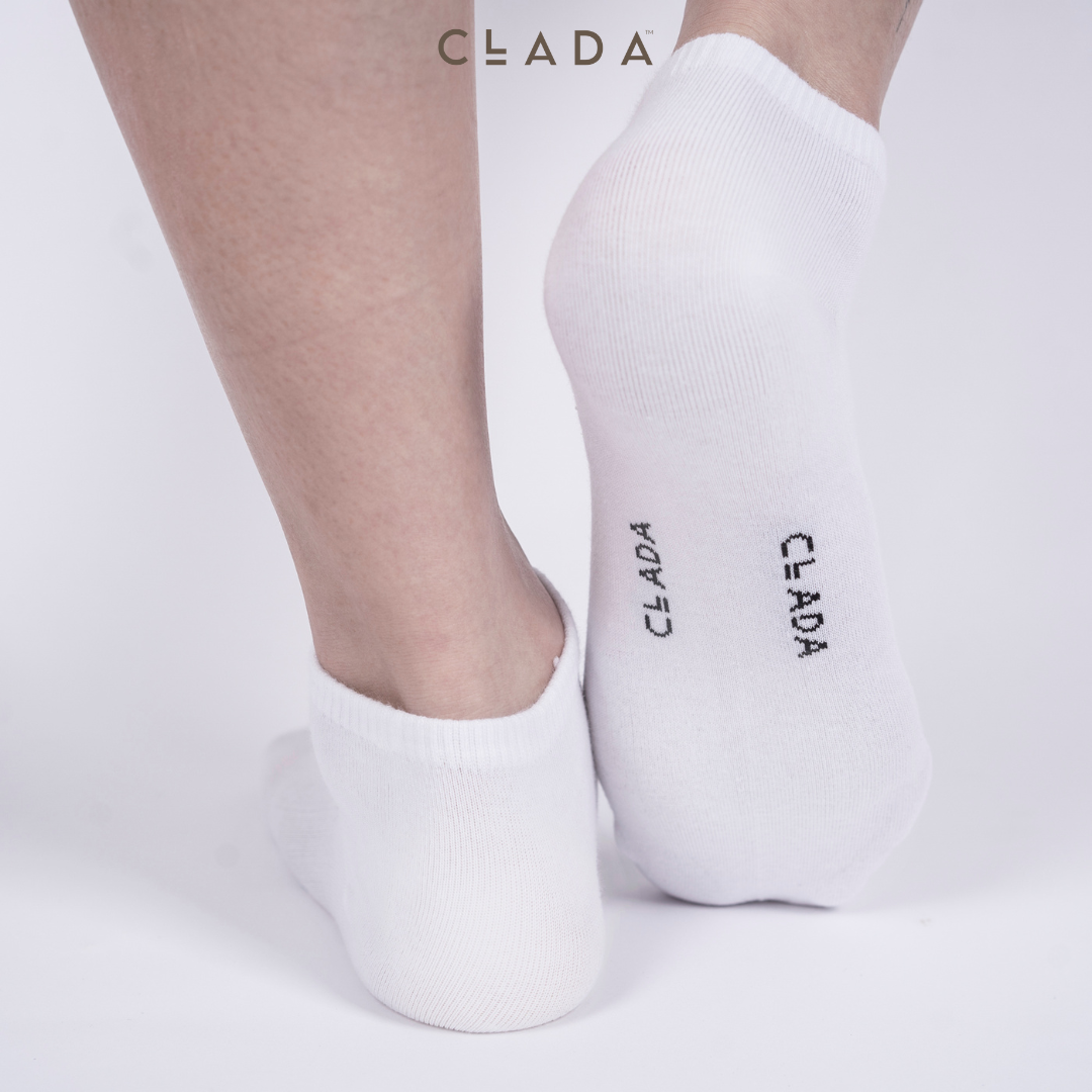 Tất Cotton ngắn CLADA Essential - Trắng