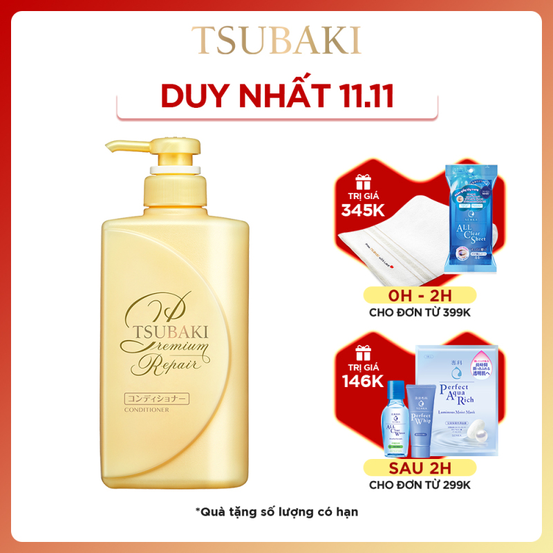 Dầu xả phục hồi ngăn rụng tóc Tsubaki premium repair conditioner 490ml nhập khẩu