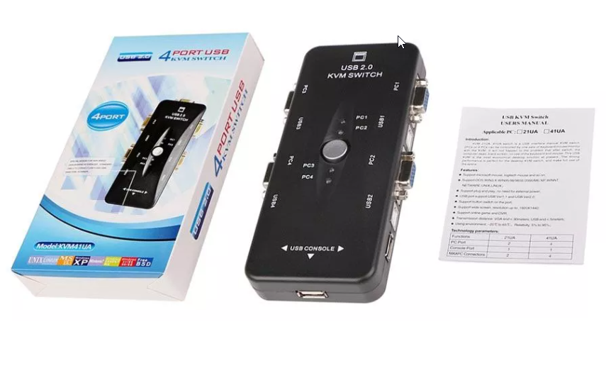 Switch KVM MANUAL 4 PORT CỔNG USB cao cấp