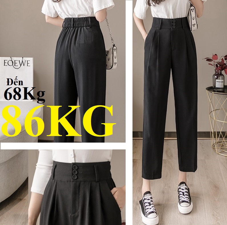 Quần Baggy Nữ Lưng Cao 3 Tầng Khuy 8cm Cạp Chun Đằng sau Lưng rất Dễ Chịu khi vận động Vải Tuyết Mưa Đẹp Có Big Size 91KG