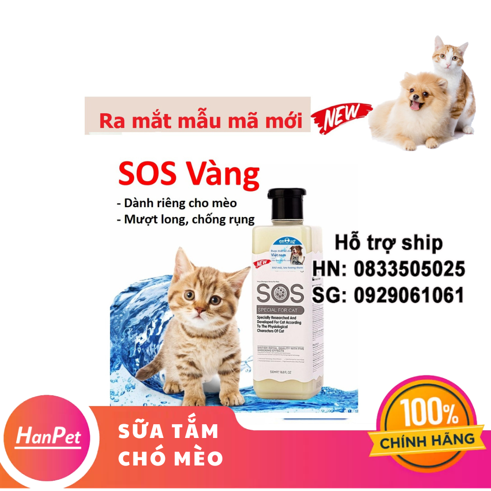 Hanpet - Sữa tắm SOS vàng chuyên dành cho mèo - Sữa tắm SOS vàng 530ml