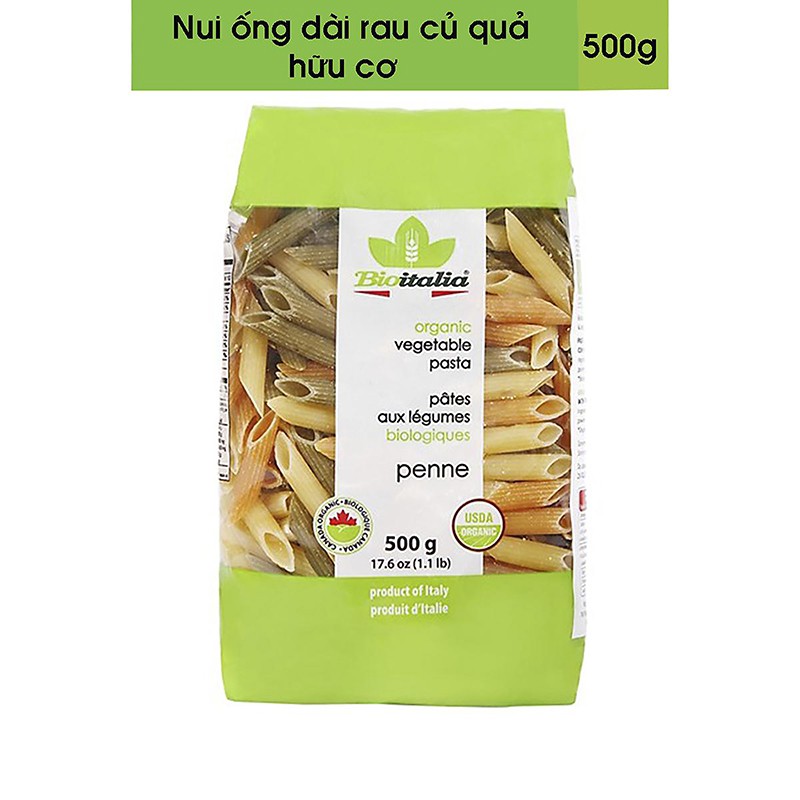 Nui ống xéo rau củ hữu cơ 500g