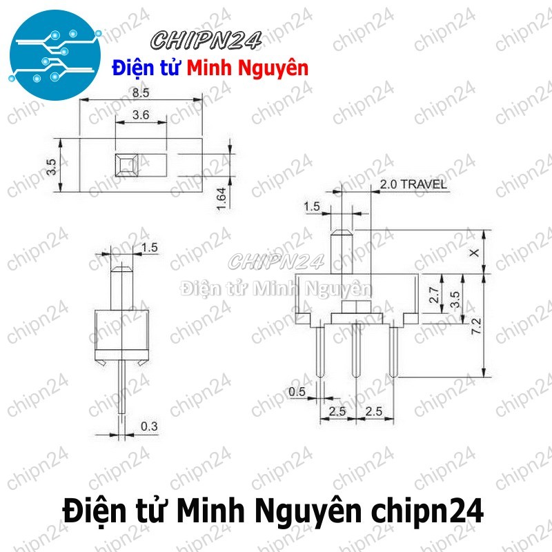[5 cái] (K84) Công Tắc Gạt SS12D00 G5 1P2T (3 chân 2 vị trí Thẳng) - HH005726