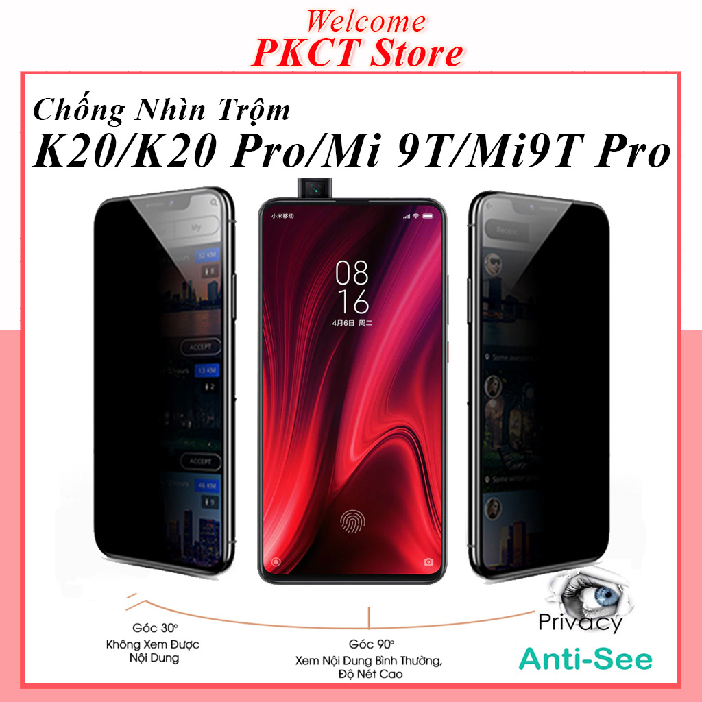 Kính Cường Lực Redmi K20 K20 Pro Mi 9T Mi 9T Pro Chống Nhìn Trộm Full Màn Hình Tặng Kèm Khăn Lau