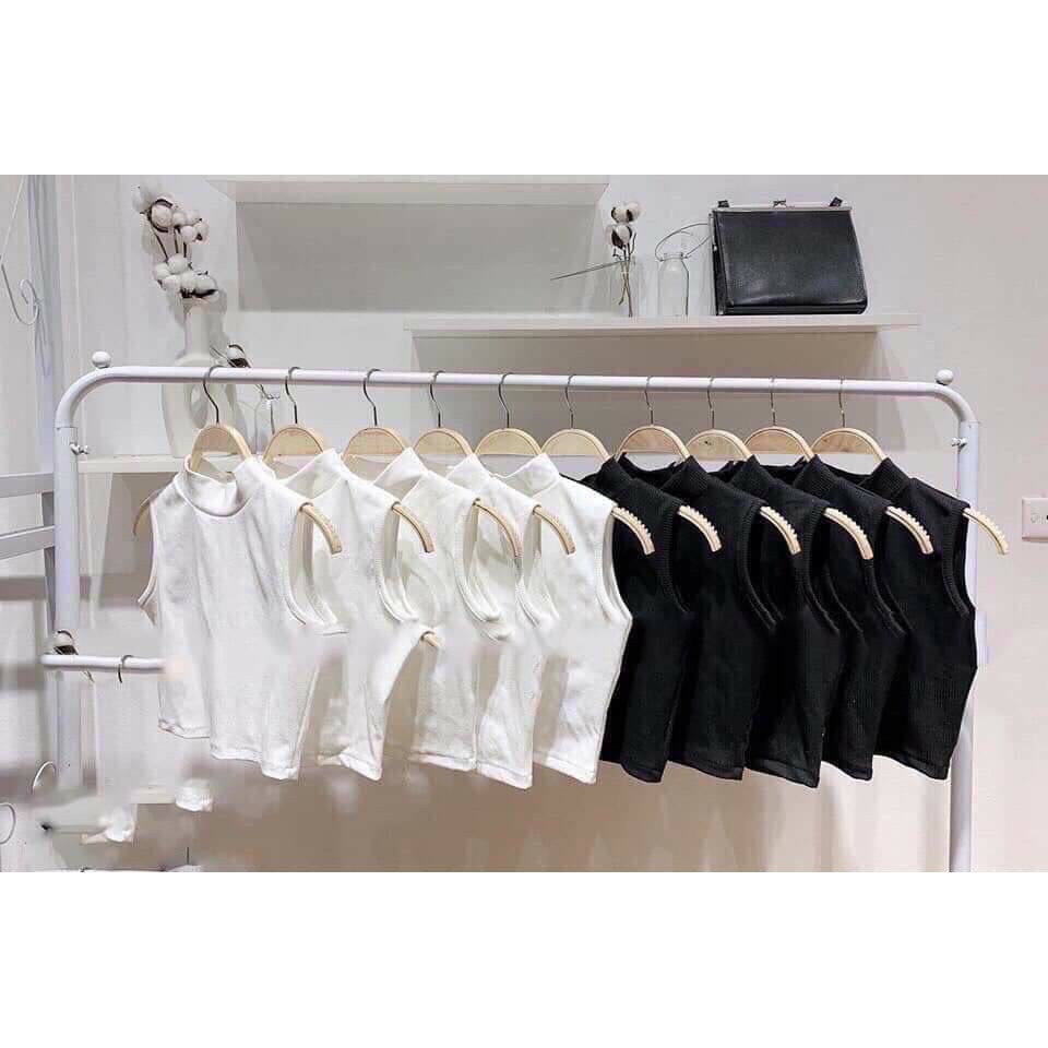 ÁO CROPTOP BA LỖ CỔ CAO ch