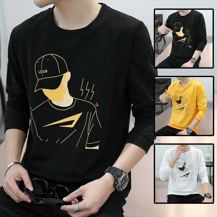 [ Hoàn Tiền 15% ] Áo Nỉ Nam Dài Tay Cổ Tròn Hình Chàng Trai Đội Nón Kiểu Dáng Phong Cách Trẻ Trung Cá Tính C-Chat MEN TOP 231
