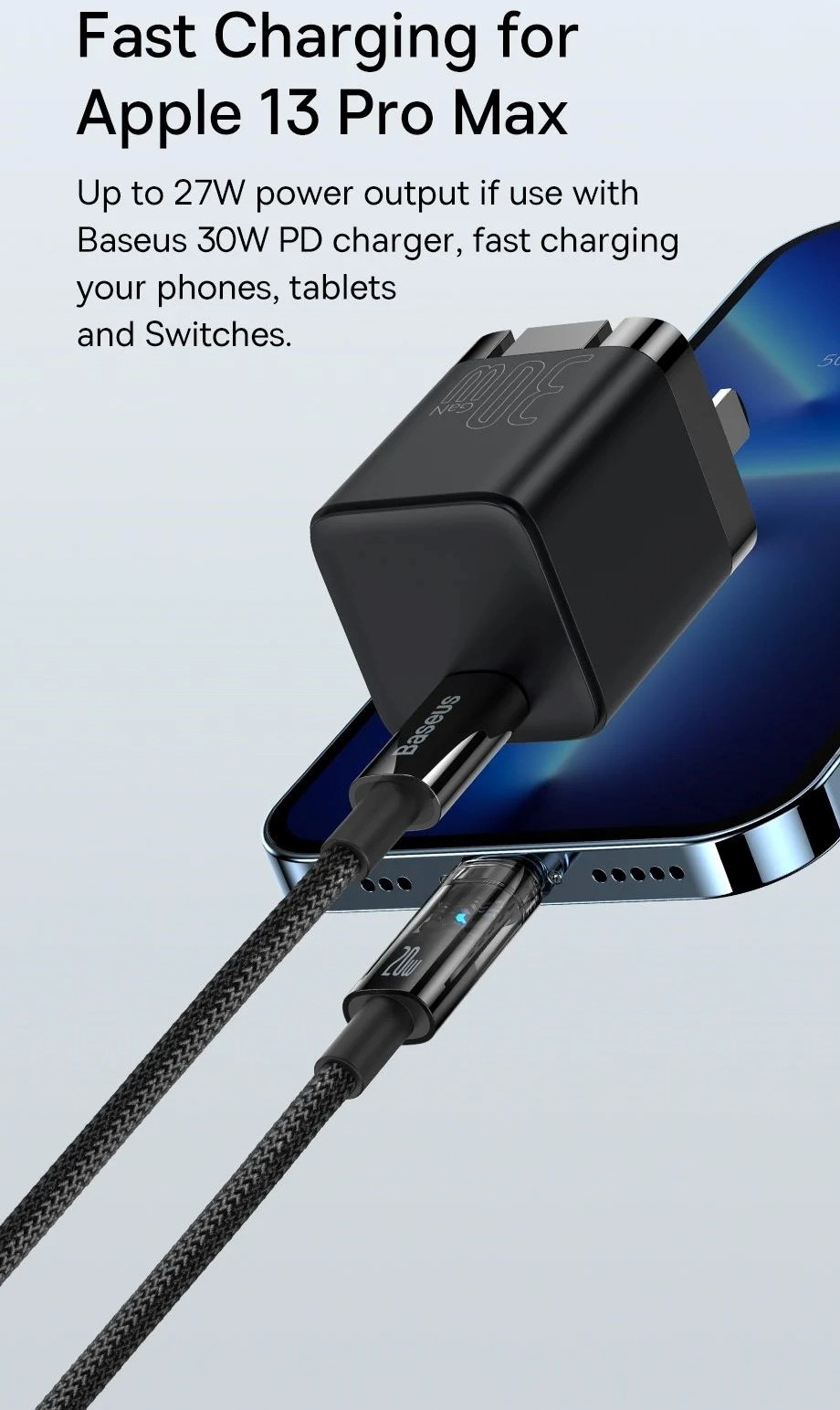 Cáp Sạc nhanh Tự Ngắt Gen2 Baseus Explorer Series cho iPhone/ iPad (Auto Power-Off, PD 20W Fast Charging Data Cable )
