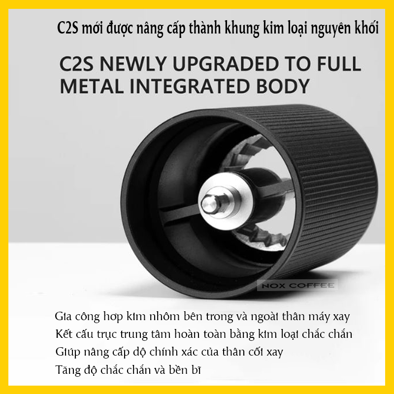 Cối xay cà phê Timemore C2S | Bản nâng cấp 2023 | Khung kim loại nguyên khối